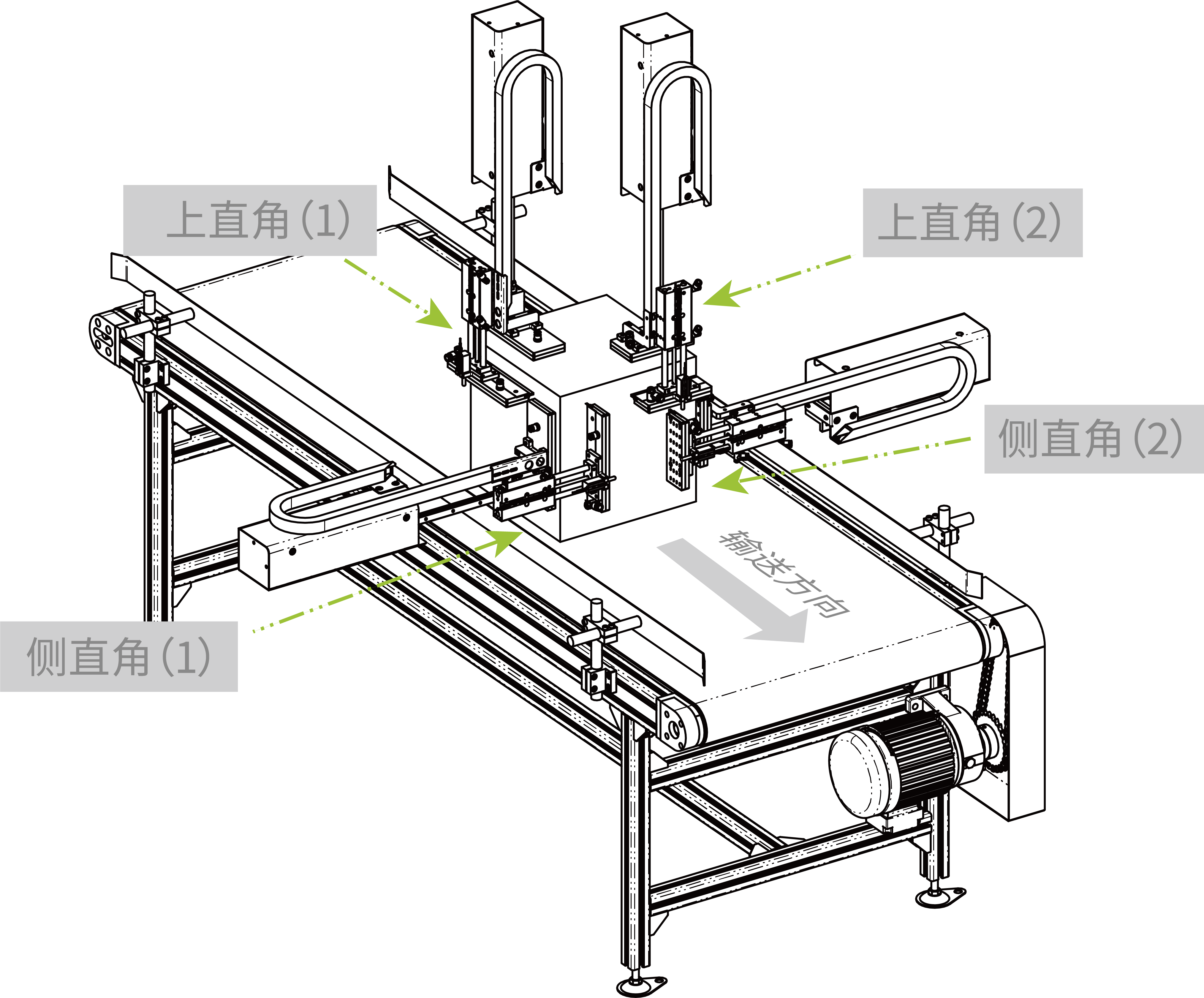 P54Z/P74Z Corner Label Applicator operation drawing